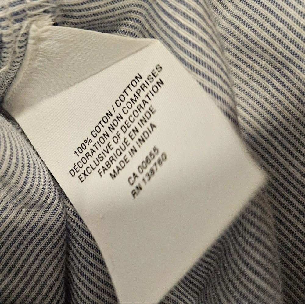 Womens 1X off the shoulder top shirt stripe white blue floral embroidery - Picture 4 of 5